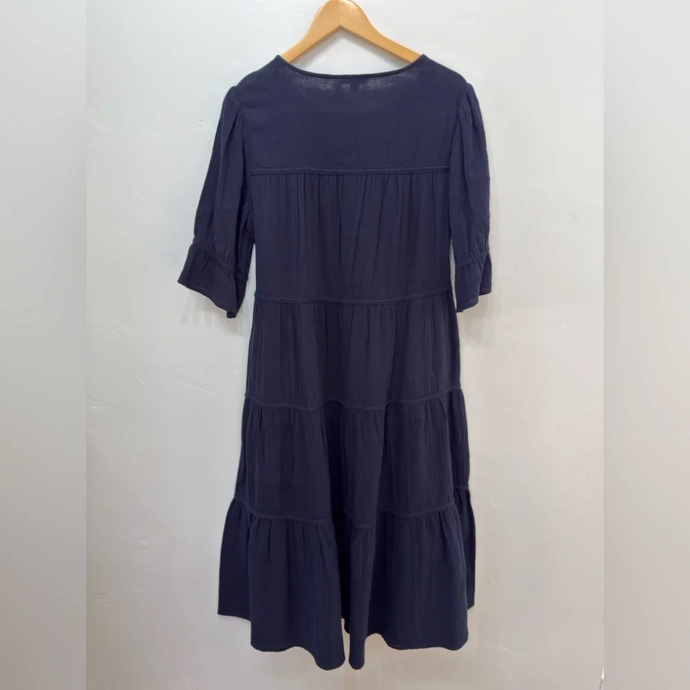 🆕 Chico's Navy Tiered Midi Dress, New with Tags, Size M (10) - Picture 4 of 5